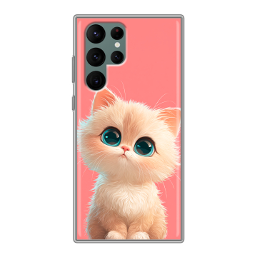 Силиконовый чехол на Samsung Galaxy S22 Ultra с принтом Розовый котенок