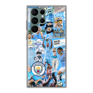 Силиконовый чехол на Samsung Galaxy S22 Ultra с принтом Man City Манчестер Сити