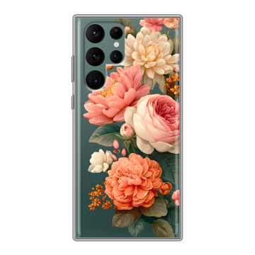 Силиконовый чехол на Samsung Galaxy S22 Ultra с принтом цветы