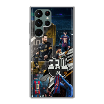 Силиконовый чехол на Samsung Galaxy S22 Ultra с принтом Messi Barcelona Силиконовый чехол на Samsung Galaxy S22 Ultra с принтом Messi Barcelona