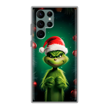 Силиконовый чехол на Samsung Galaxy S22 Ultra с принтом Гринч Новый год Рождество Силиконовый чехол на Samsung Galaxy S22 Ultra с принтом Гринч Новый год Рождество