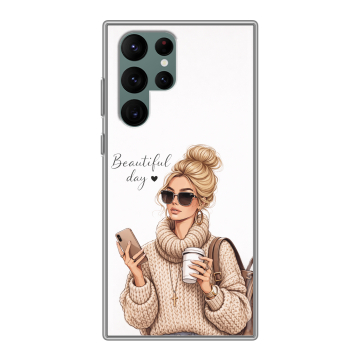 Силиконовый чехол на Samsung Galaxy S22 Ultra с принтом женский