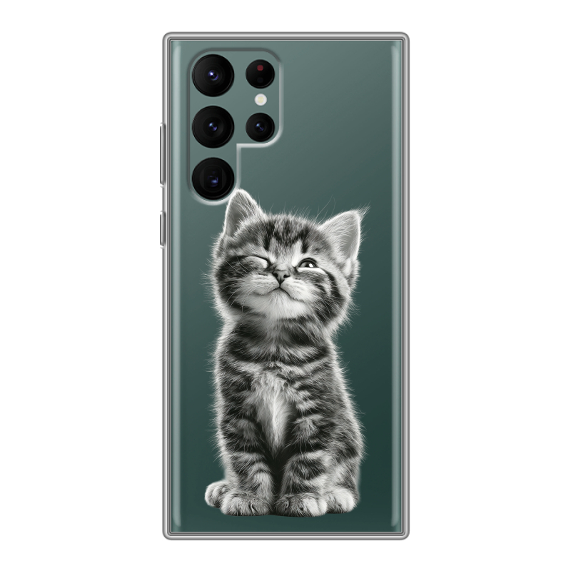 Силиконовый противоударный чехол на Samsung Galaxy S22 Ultra с принтом Котенок Силиконовый противоударный чехол на Samsung Galaxy S22 Ultra с принтом Котенок
