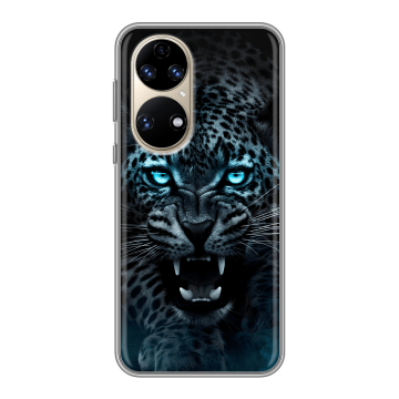 Силиконовый чехол на Huawei P50 Pro с принтом Темный леопард