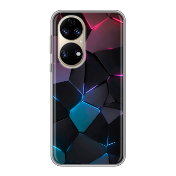Силиконовый чехол на Huawei P50 Pro с принтом Геометрия неона