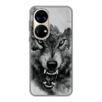 Силиконовый чехол на Huawei P50 Pro с принтом Волк