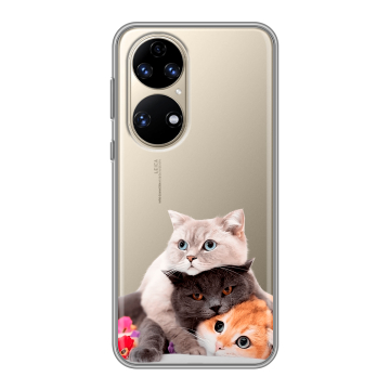 Силиконовый чехол на Huawei P50 Pro с принтом Кошки