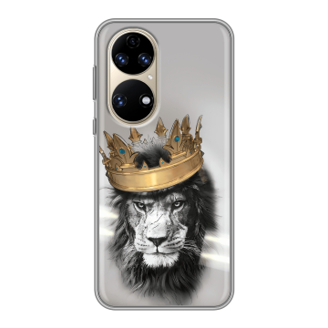 Силиконовый чехол на Huawei P50 Pro с принтом Лев с короной