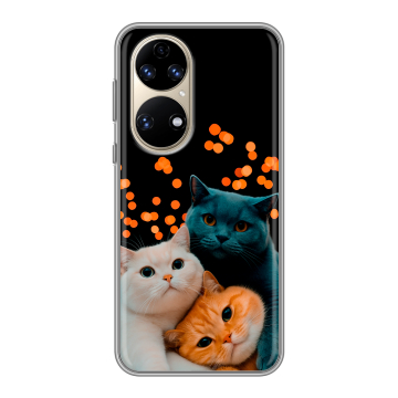 Силиконовый чехол на Huawei P50 Pro с принтом Кошки