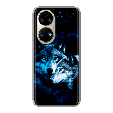 Силиконовый чехол на Huawei P50 Pro с принтом Волки