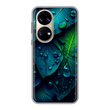 Силиконовый чехол на Huawei P50 Pro с принтом Листья