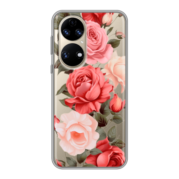 Силиконовый чехол на Huawei P50 Pro с принтом Розы Силиконовый чехол на Huawei P50 Pro с принтом Розы