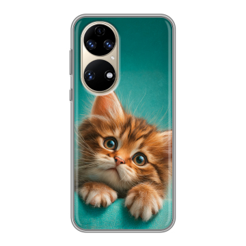 Силиконовый чехол на Huawei P50 Pro с принтом котенок