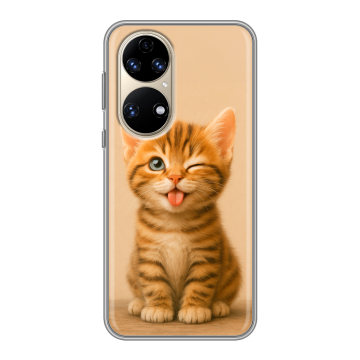 Силиконовый чехол на Huawei P50 Pro с принтом котенок Силиконовый чехол на Huawei P50 Pro с принтом котенок