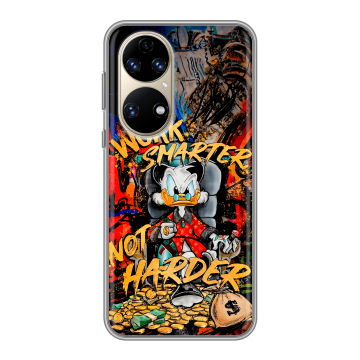 Силиконовый чехол на Huawei P50 Pro с принтом Дональд Дак Деньги Силиконовый чехол на Huawei P50 Pro с принтом Дональд Дак Деньги