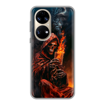 Силиконовый чехол на Huawei P50 Pro с принтом Скелет и карты Силиконовый чехол на Huawei P50 Pro с принтом Скелет и карты