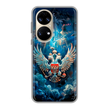 Силиконовый чехол на Huawei P50 Pro с принтом Герб флаг России Силиконовый чехол на Huawei P50 Pro с принтом Герб флаг России