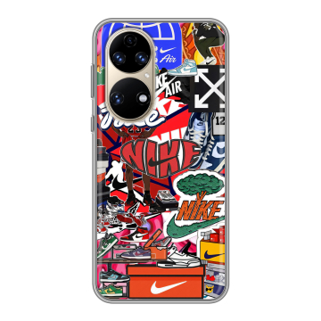 Силиконовый чехол на Huawei P50 Pro с принтом Найк Nike яркий Силиконовый чехол на Huawei P50 Pro с принтом Найк Nike яркий
