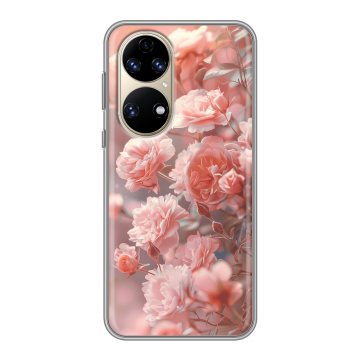 Силиконовый чехол на Huawei P50 Pro с принтом Розовые розы Силиконовый чехол на Huawei P50 Pro с принтом Розовые розы