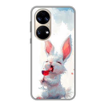 Силиконовый чехол на Huawei P50 Pro с принтом кролик зайчик Силиконовый чехол на Huawei P50 Pro с принтом кролик зайчик