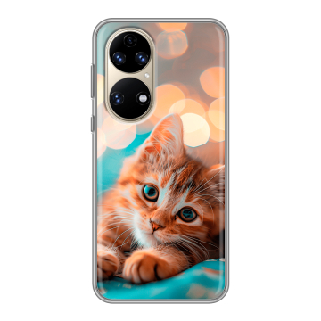 Силиконовый чехол на Huawei P50 Pro с принтом котик Силиконовый чехол на Huawei P50 Pro с принтом котик