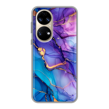 Силиконовый чехол на Huawei P50 Pro с принтом синий мрамор Силиконовый чехол на Huawei P50 Pro с принтом синий мрамор