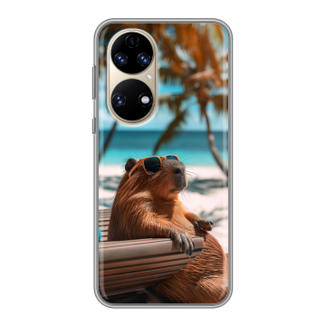 Силиконовый чехол на Huawei P50 Pro с принтом Капибара