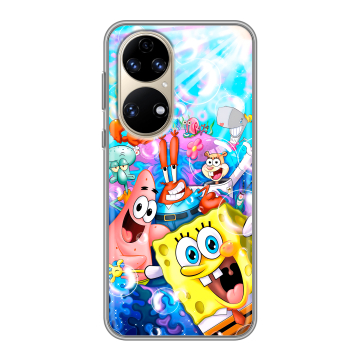 Силиконовый чехол на Huawei P50 Pro с принтом спанчбоб спанч боб Силиконовый чехол на Huawei P50 Pro с принтом спанчбоб спанч боб