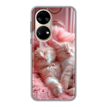 Силиконовый чехол на Huawei P50 Pro с принтом котята котики