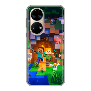 Силиконовый чехол на Huawei P50 Pro с принтом Майнкрафт Minecraft