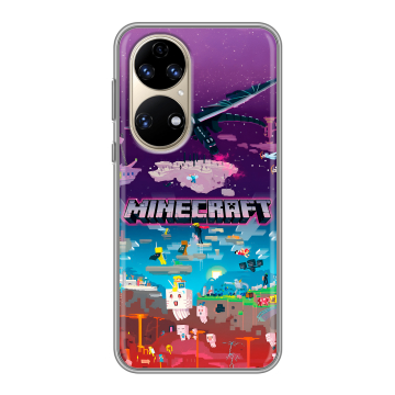 Силиконовый чехол на Huawei P50 Pro с принтом Майнкрафт Minecraft Силиконовый чехол на Huawei P50 Pro с принтом Майнкрафт Minecraft