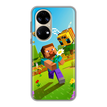 Силиконовый чехол на Huawei P50 Pro с принтом Майнкрафт Minecraft