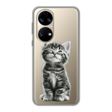 Силиконовый чехол на Huawei P50 Pro с принтом Котенок Силиконовый чехол на Huawei P50 Pro с принтом Котенок