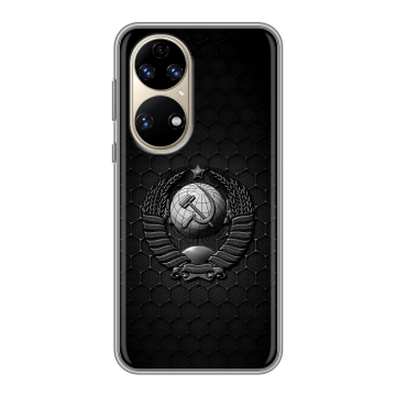 Силиконовый чехол на Huawei P50 Pro с принтом Герб Флаг СССР