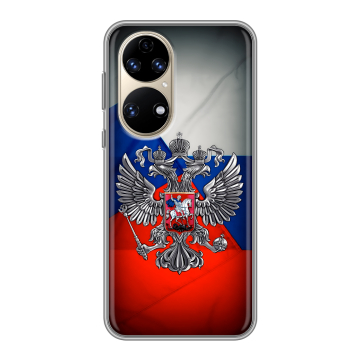 Силиконовый чехол на Huawei P50 Pro с принтом Флаг России Силиконовый чехол на Huawei P50 Pro с принтом Флаг России