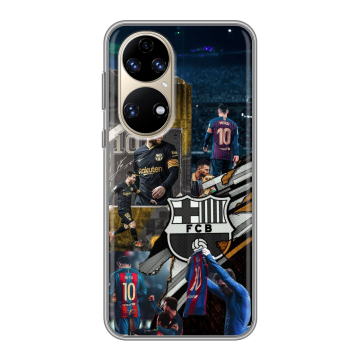 Силиконовый чехол на Huawei P50 Pro с принтом Messi Barcelona Силиконовый чехол на Huawei P50 Pro с принтом Messi Barcelona