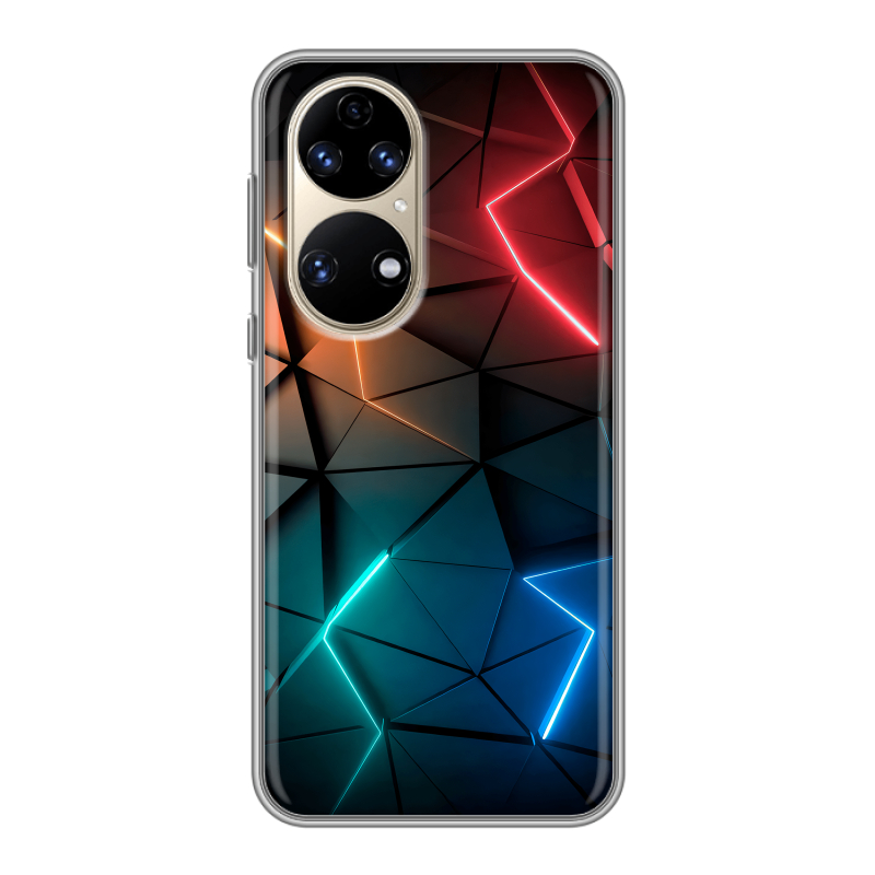 Силиконовый противоударный чехол на Huawei P50 Pro с принтом Абстракция неон Силиконовый противоударный чехол на Huawei P50 Pro с принтом Абстракция неон