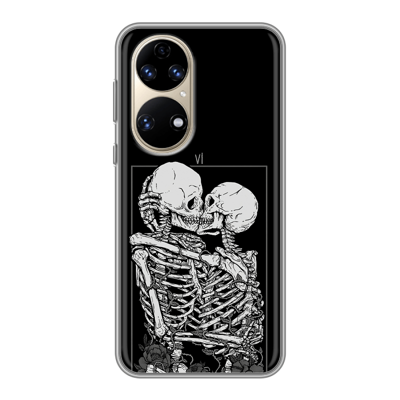 Силиконовый чехол на Huawei P50 Pro с принтом Поцелуй скелетов Силиконовый чехол на Huawei P50 Pro с принтом Поцелуй скелетов