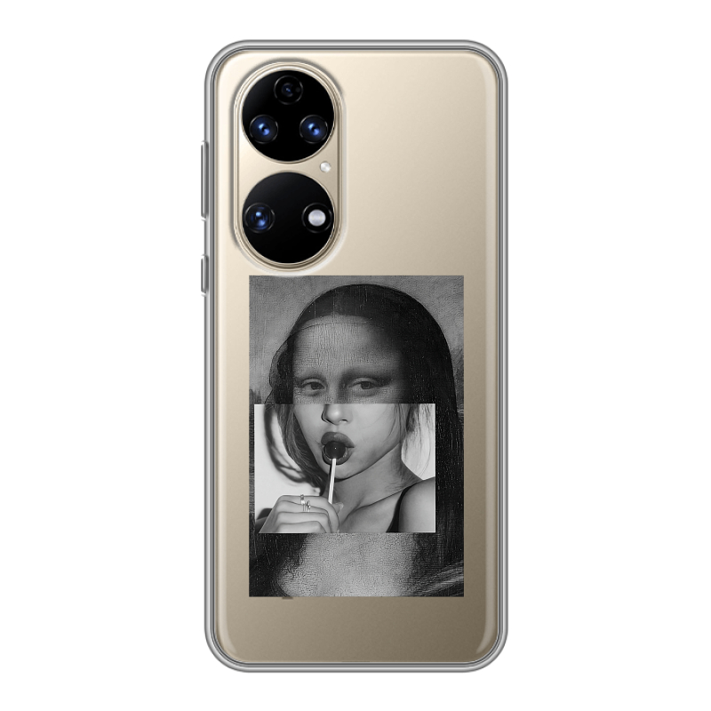 Силиконовый противоударный чехол на Huawei P50 Pro с принтом Мона Лиза Силиконовый противоударный чехол на Huawei P50 Pro с принтом Мона Лиза