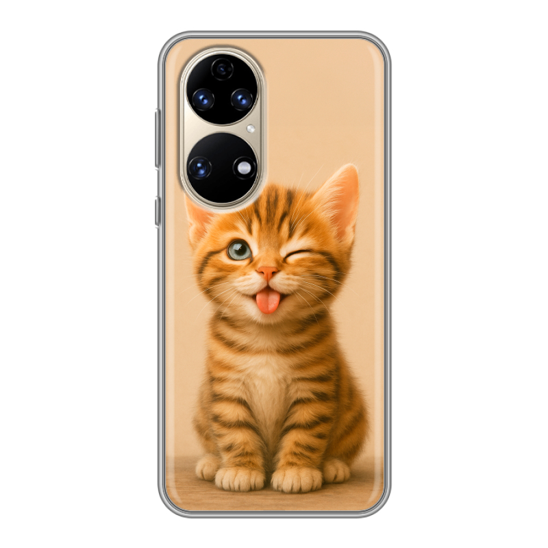 Силиконовый чехол на Huawei P50 Pro с принтом котенок Силиконовый чехол на Huawei P50 Pro с принтом котенок