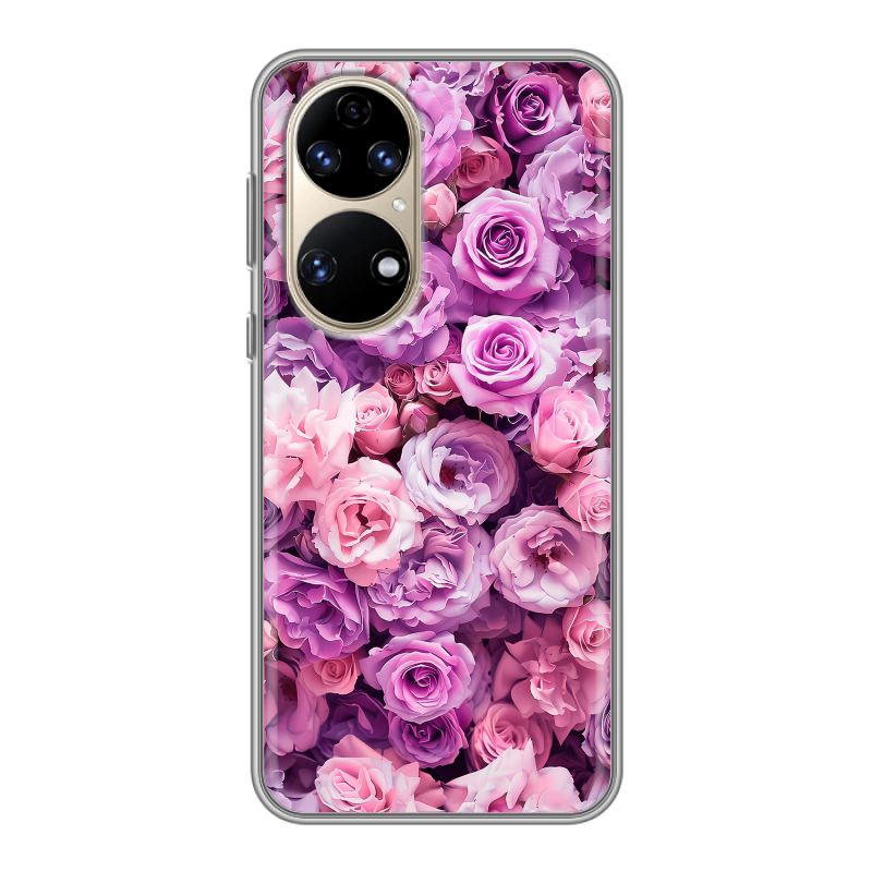 Силиконовый чехол на Huawei P50 Pro с принтом лавандовые розы Силиконовый чехол на Huawei P50 Pro с принтом лавандовые розы