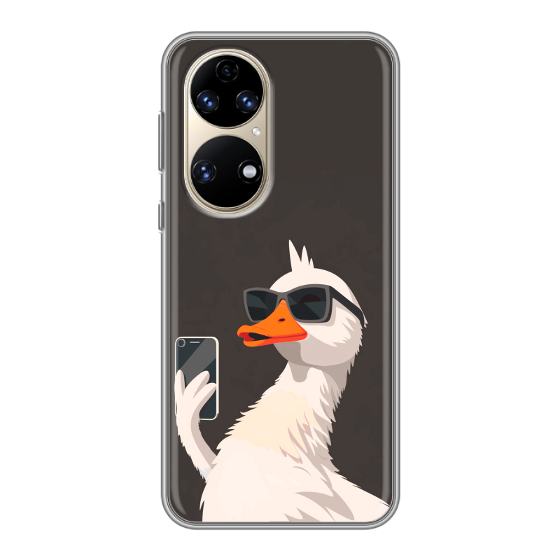 Силиконовый чехол на Huawei P50 Pro с принтом утка в очках Силиконовый чехол на Huawei P50 Pro с принтом утка в очках