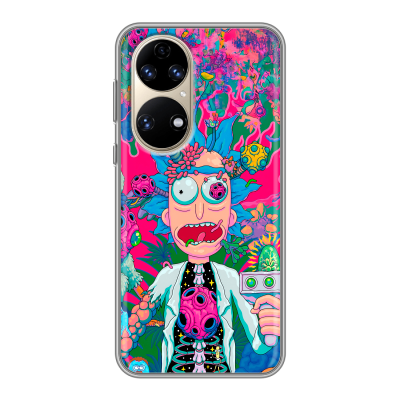 Силиконовый противоударный чехол на Huawei P50 Pro с принтом Рик и Морти Rick Morty Силиконовый противоударный чехол на Huawei P50 Pro с принтом Рик и Морти Rick Morty