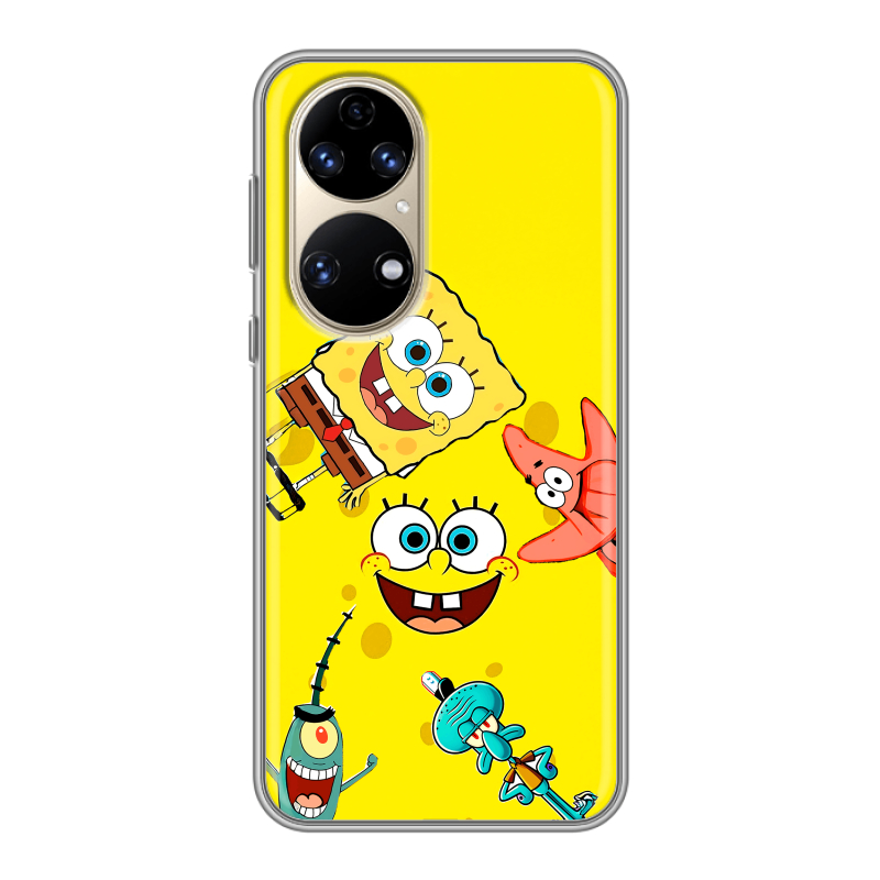 Силиконовый чехол на Huawei P50 Pro с принтом Спанч боб Спанчбоб Силиконовый чехол на Huawei P50 Pro с принтом Спанч боб Спанчбоб