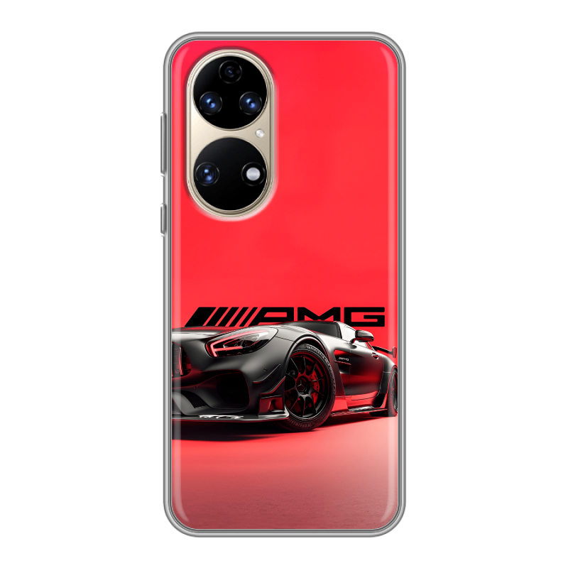 Силиконовый противоударный чехол на Huawei P50 Pro с принтом Мерседес Mercedes AMG Силиконовый противоударный чехол на Huawei P50 Pro с принтом Мерседес Mercedes AMG
