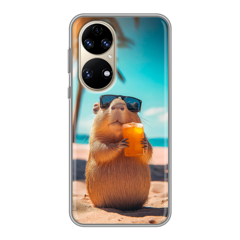 Силиконовый чехол на Huawei P50 Pro с принтом Капибара Силиконовый чехол на Huawei P50 Pro с принтом Капибара