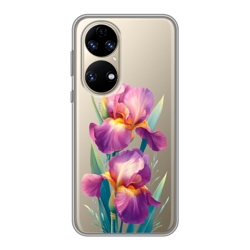 Силиконовый противоударный чехол на Huawei P50 Pro с принтом Цветы орхидеи Силиконовый противоударный чехол на Huawei P50 Pro с принтом Цветы орхидеи