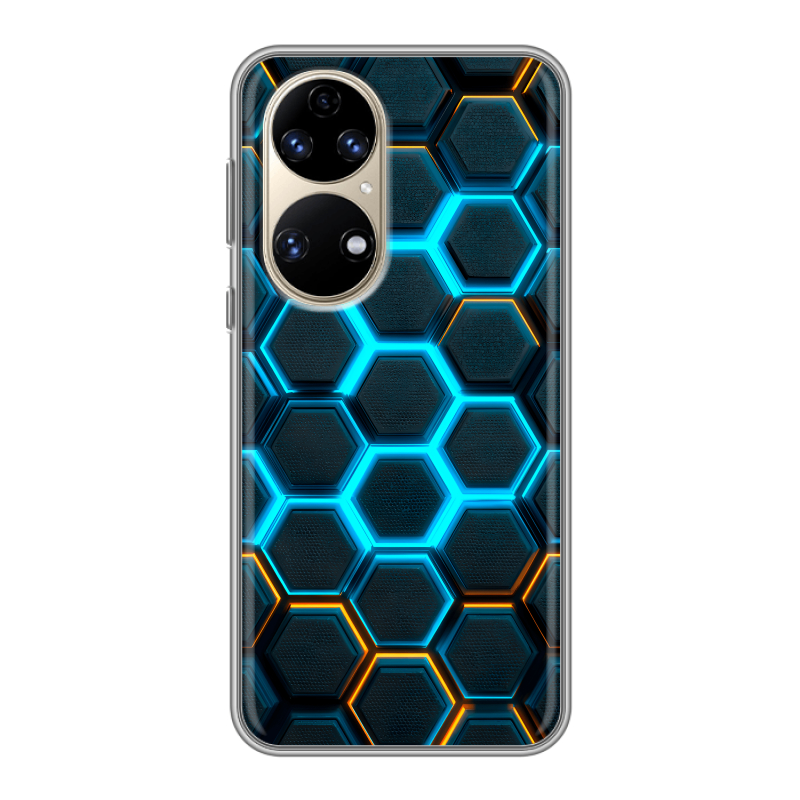 Силиконовый чехол на Huawei P50 Pro с принтом Неоновые соты Силиконовый чехол на Huawei P50 Pro с принтом Неоновые соты