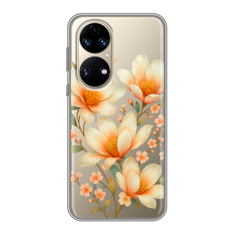 Силиконовый чехол на Huawei P50 Pro с принтом Цветы Силиконовый чехол на Huawei P50 Pro с принтом Цветы