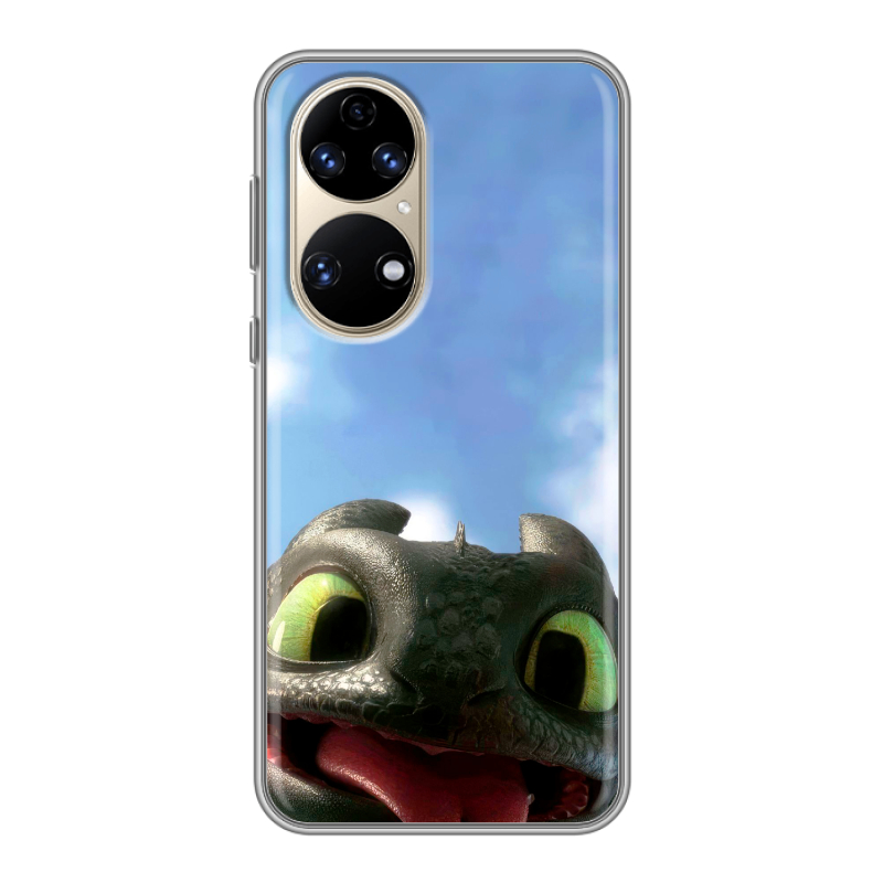 Силиконовый противоударный чехол на Huawei P50 Pro с принтом Как приручить дракона Силиконовый противоударный чехол на Huawei P50 Pro с принтом Как приручить дракона